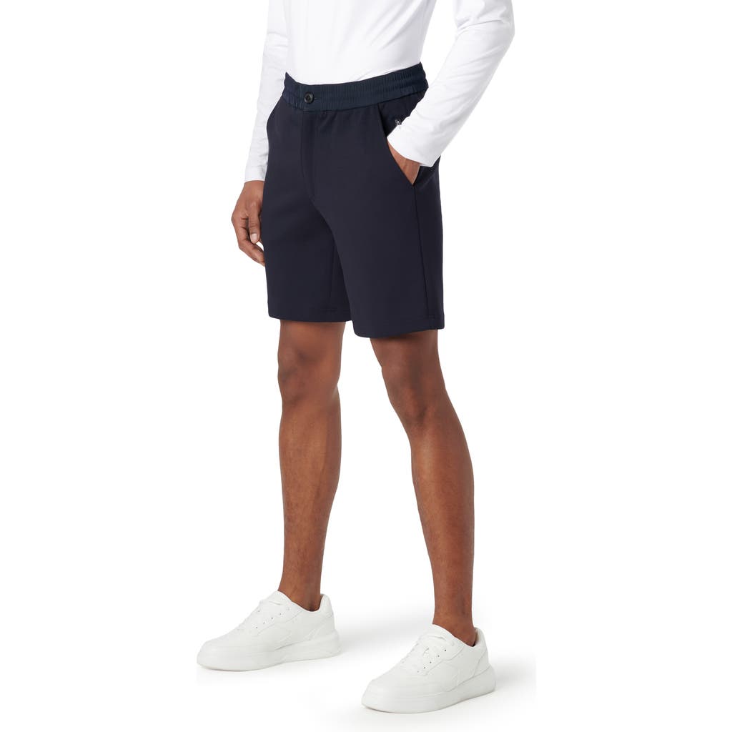 Bugatchi Flat Front Knit Shorts In Blue