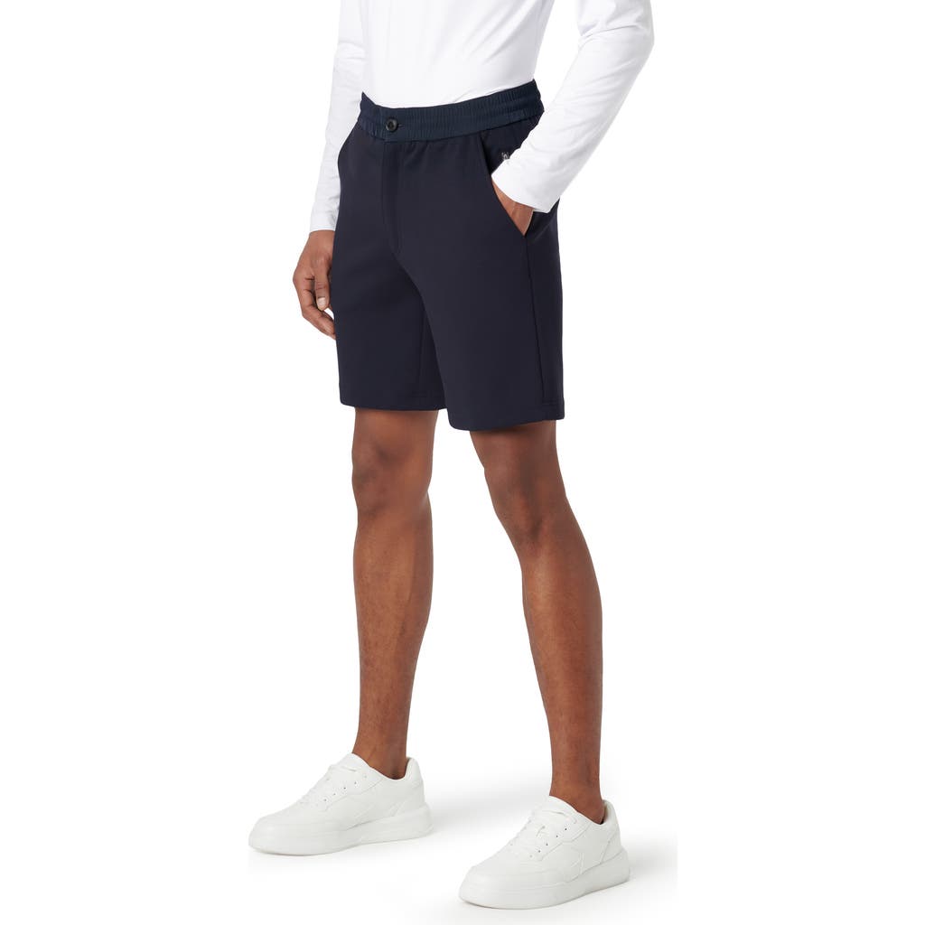 Bugatchi Flat Front Knit Shorts In Navy