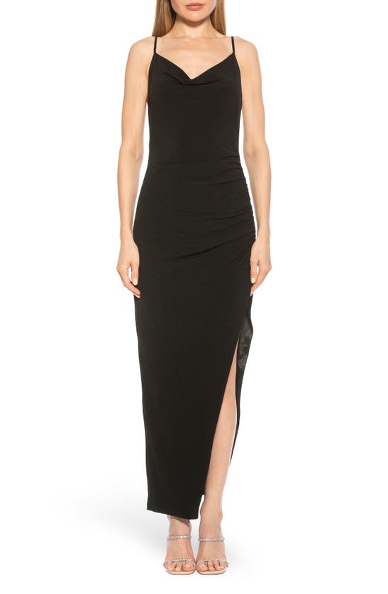 ALEXIA ADMOR FRANKIE COWL NECK SLIT DRESS