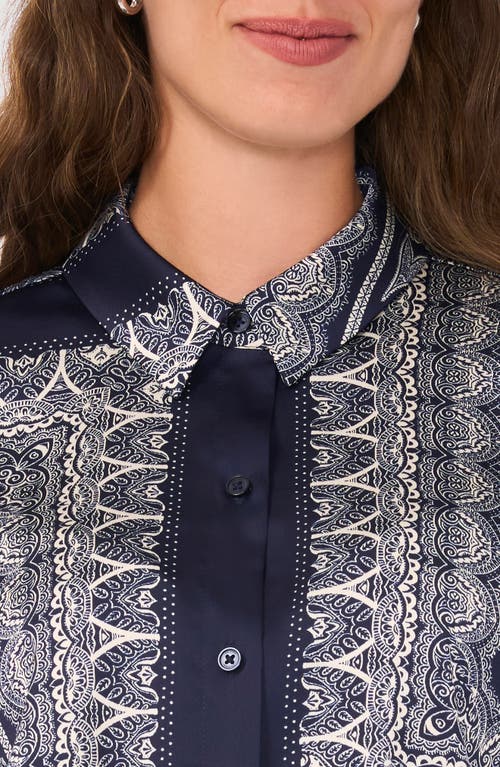 Shop Halogenr Halogen(r) Delica Print Button-up Shirt In Classic Navy Blue Print