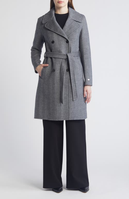 Shop Soia & Kyo Safira Double Breasted Wool Herringbone Coat In Black