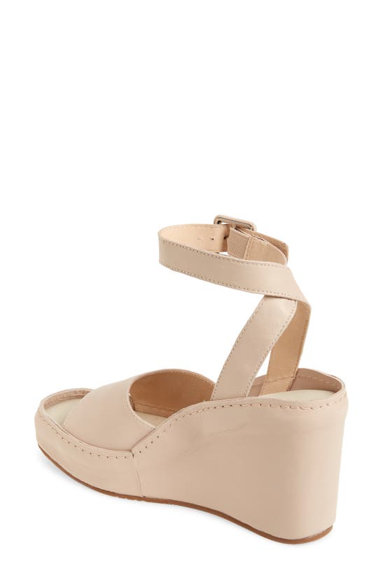 Shop Chocolat Blu Pixie Ankle Strap Platform Wedge Sandal In Beige Leather