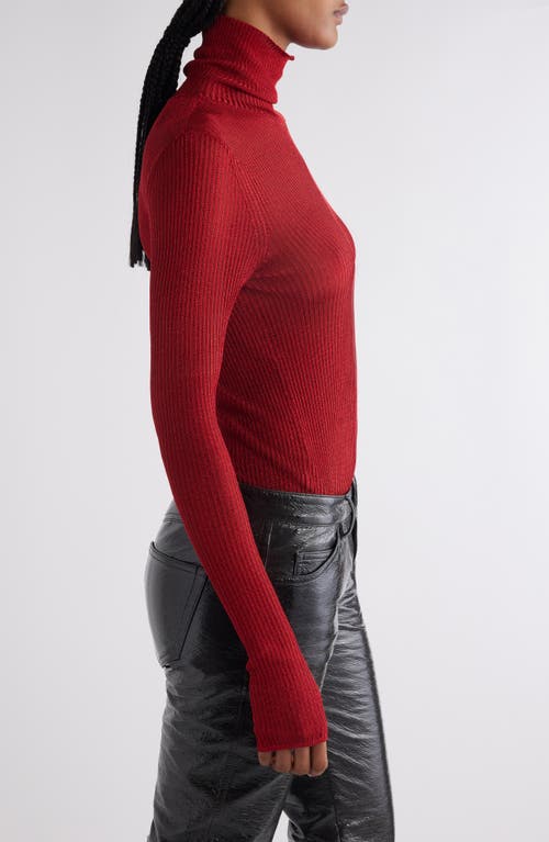 Shop Isabel Marant Jaelis Metallic Rib Turtleneck Sweater In Red