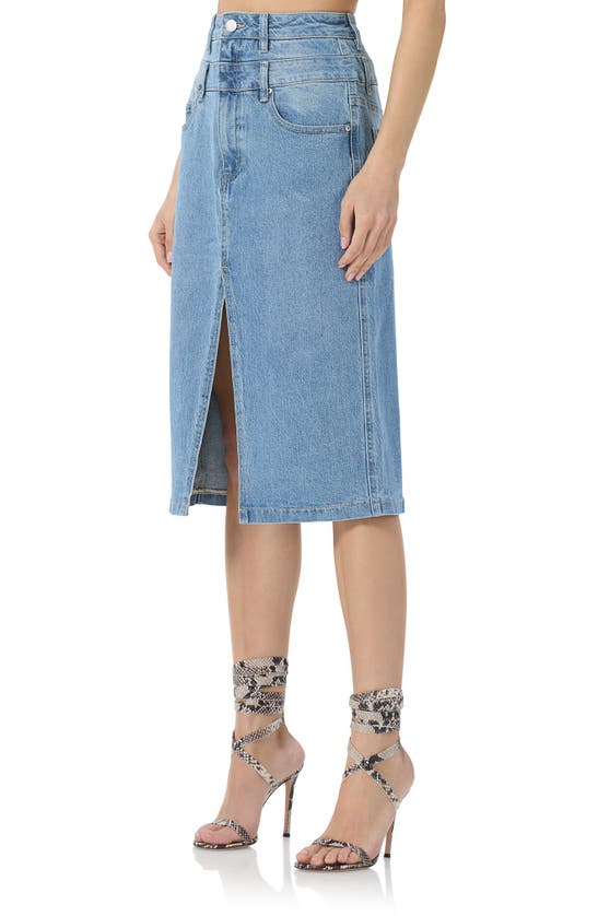 Shop Afrm Maison Double Waist Denim Skirt In South Pacific Wash