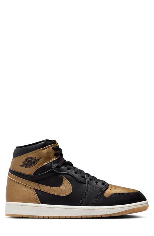 Shop Jordan Air  1 Retro High Top Sneaker In Black/metallic Gold/sail