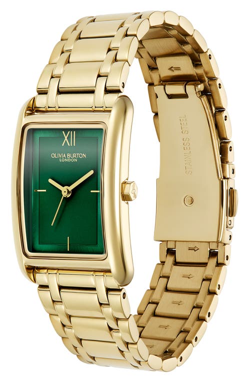 Shop Olivia Burton Grove Rectangular Bracelet Watch, 23mm In Gold/forest Green