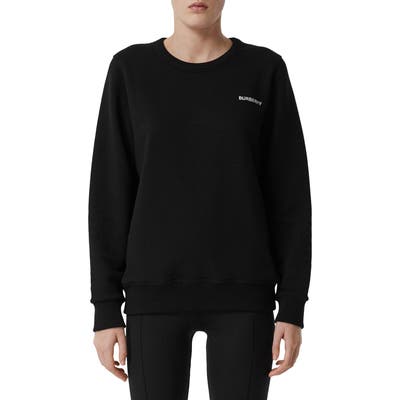 Burberry Fairhall Tb Crystal Embellished Cotton Sweatshirt, Black