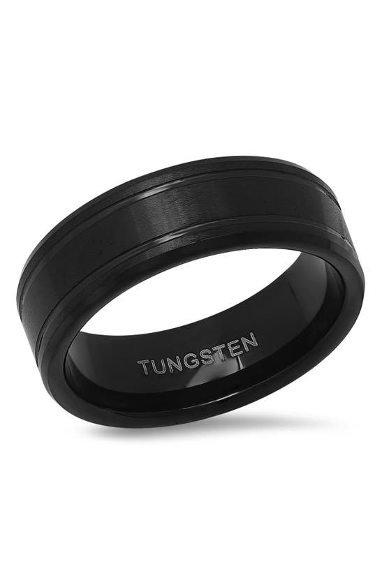 Hmy Jewelry Black Tungsten Brushed Band Ring