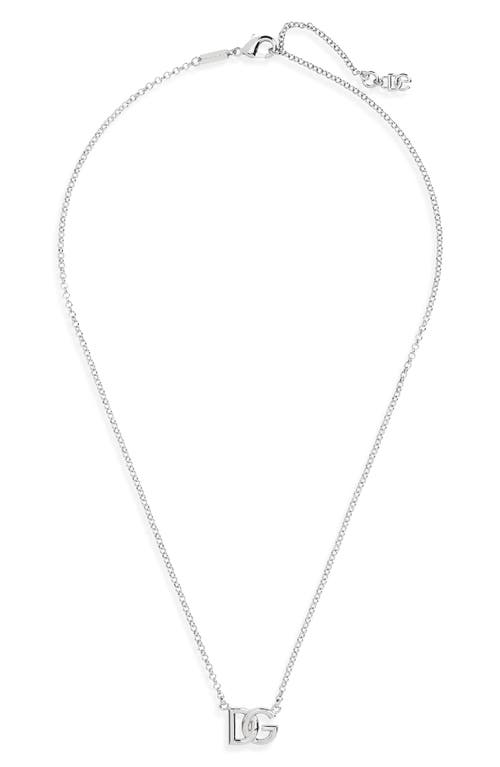 Shop Dolce & Gabbana Dolce&gabbana Dg Logo Pendant Necklace In Argento/palladio