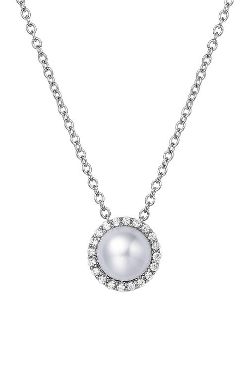 Lafonn Birthstone Halo Pendant Necklace In June Pearl/silver