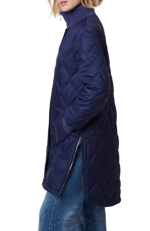 Shop Bernardo Rib Trim Quilted Liner Jacket In Navy