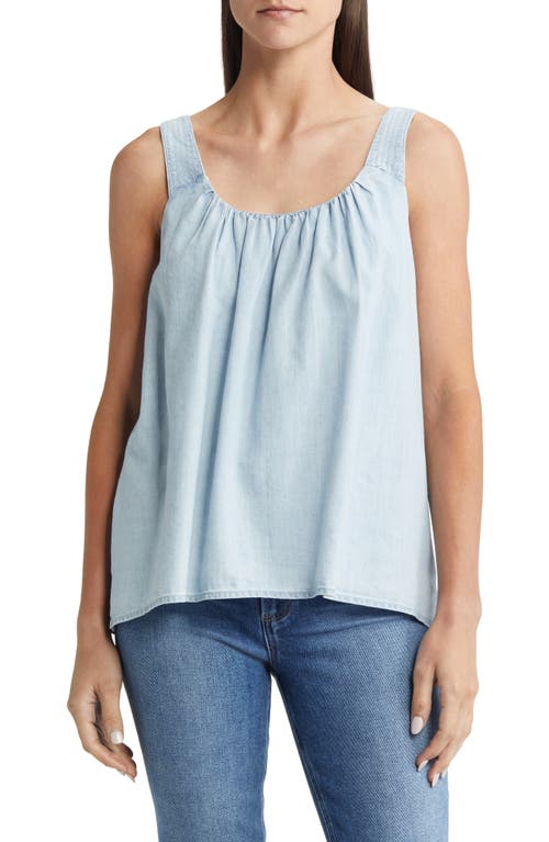 caslon(r) Chambray High-Low Tank in Light Wash