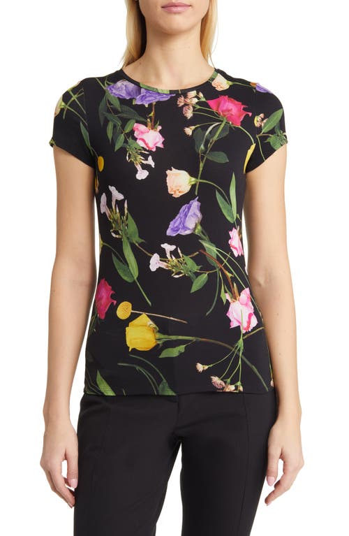 Ted Baker London Vikina Floral Print T-Shirt in Black