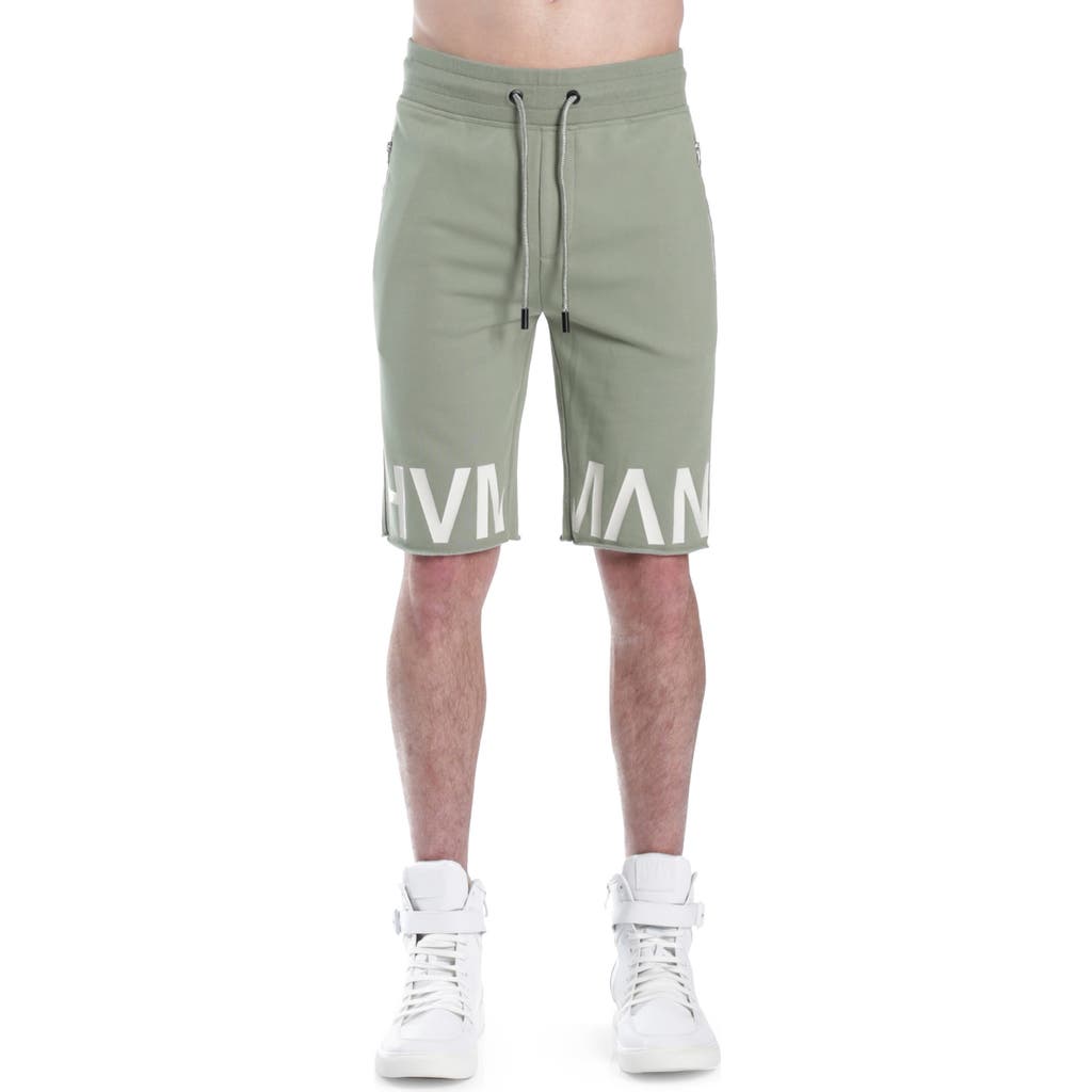 Shop Hvman Logo French Terry Sweat Shorts In Green