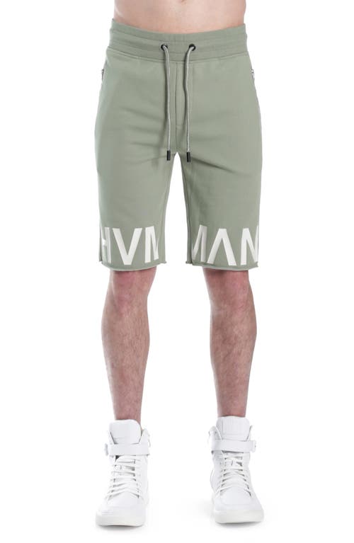Shop Hvman Logo French Terry Sweat Shorts In Green
