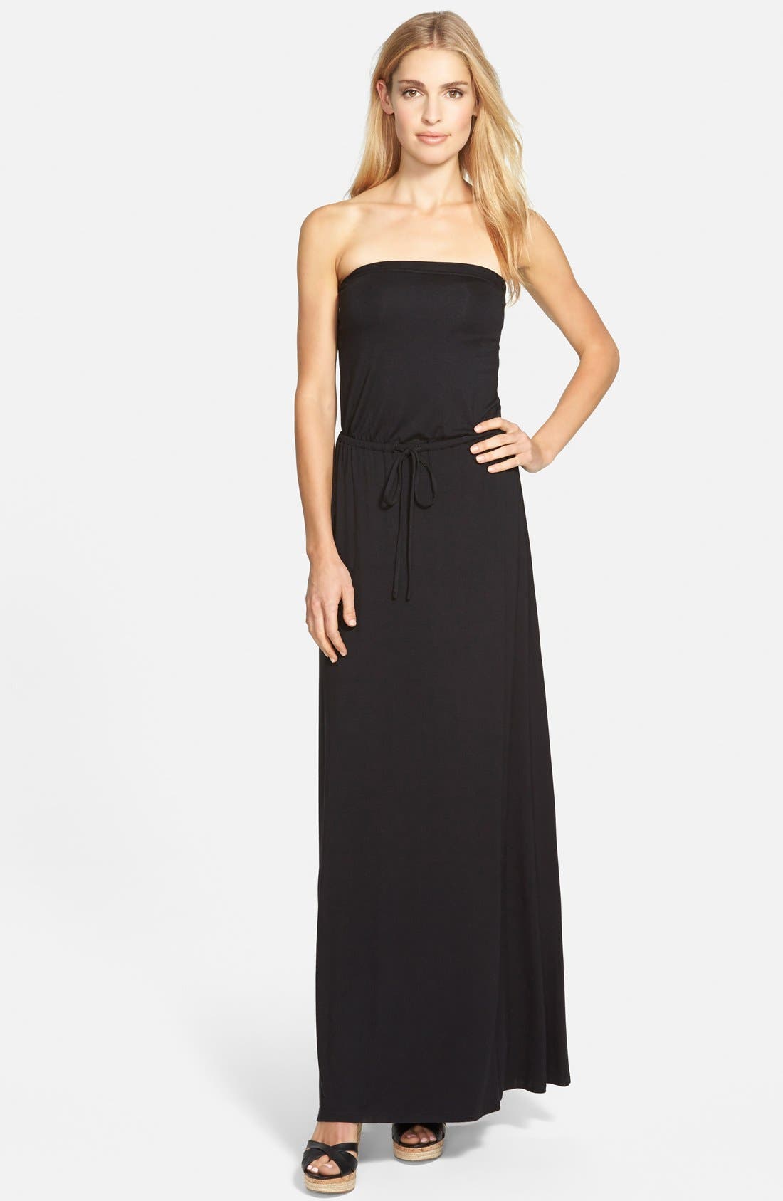 petite strapless maxi dress