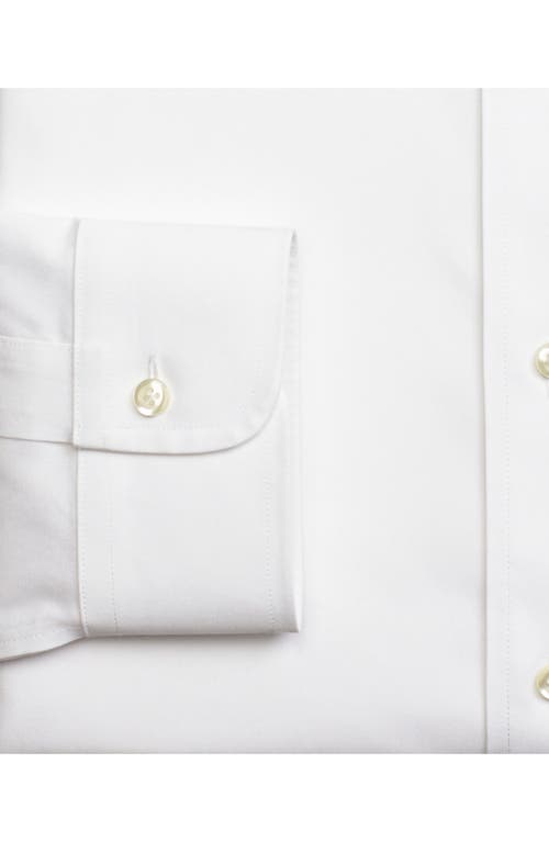 Brooks Brothers Solid Non-iron Regular Fit Dress Shirt In Solid White