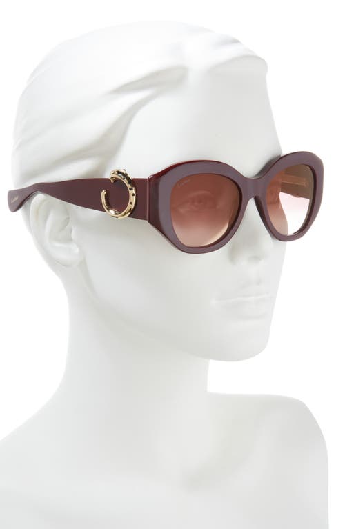 Shop Cartier 53mm Gradient Butterfly Sunglasses In Burgundy