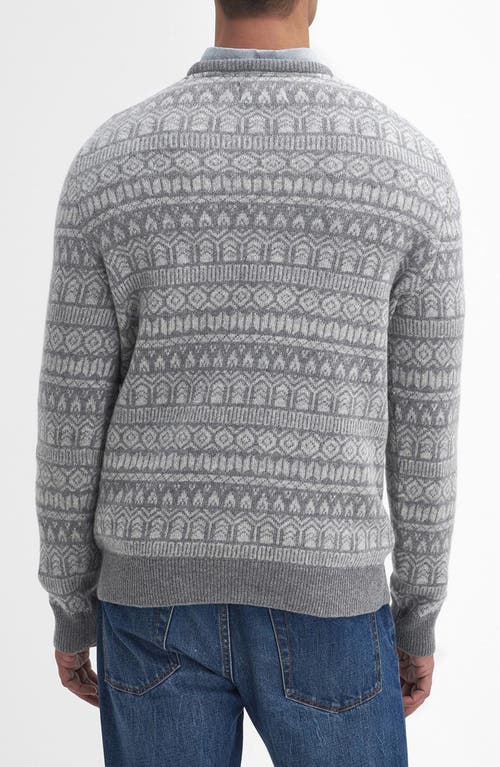 Shop Barbour Stonebeck Fair Isle Wool Sweater In Grey Marl