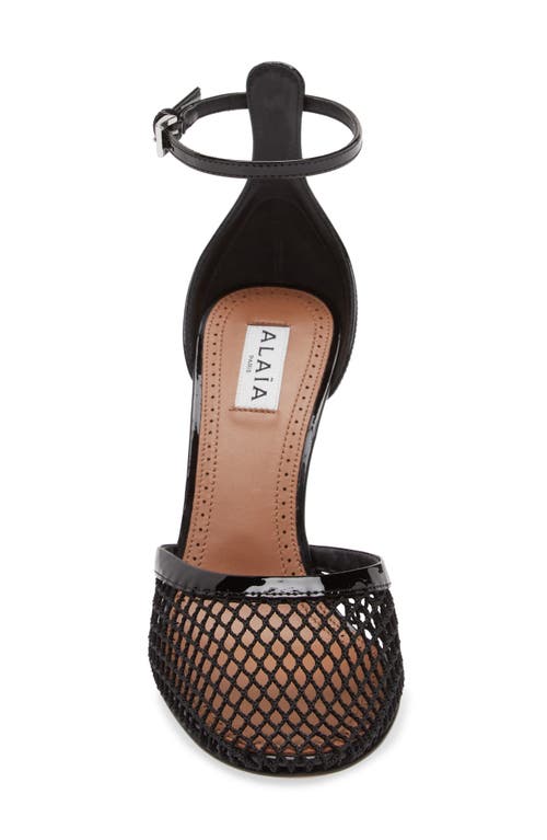 Shop Alaïa Fishnet Ankle Strap Pump In Noir