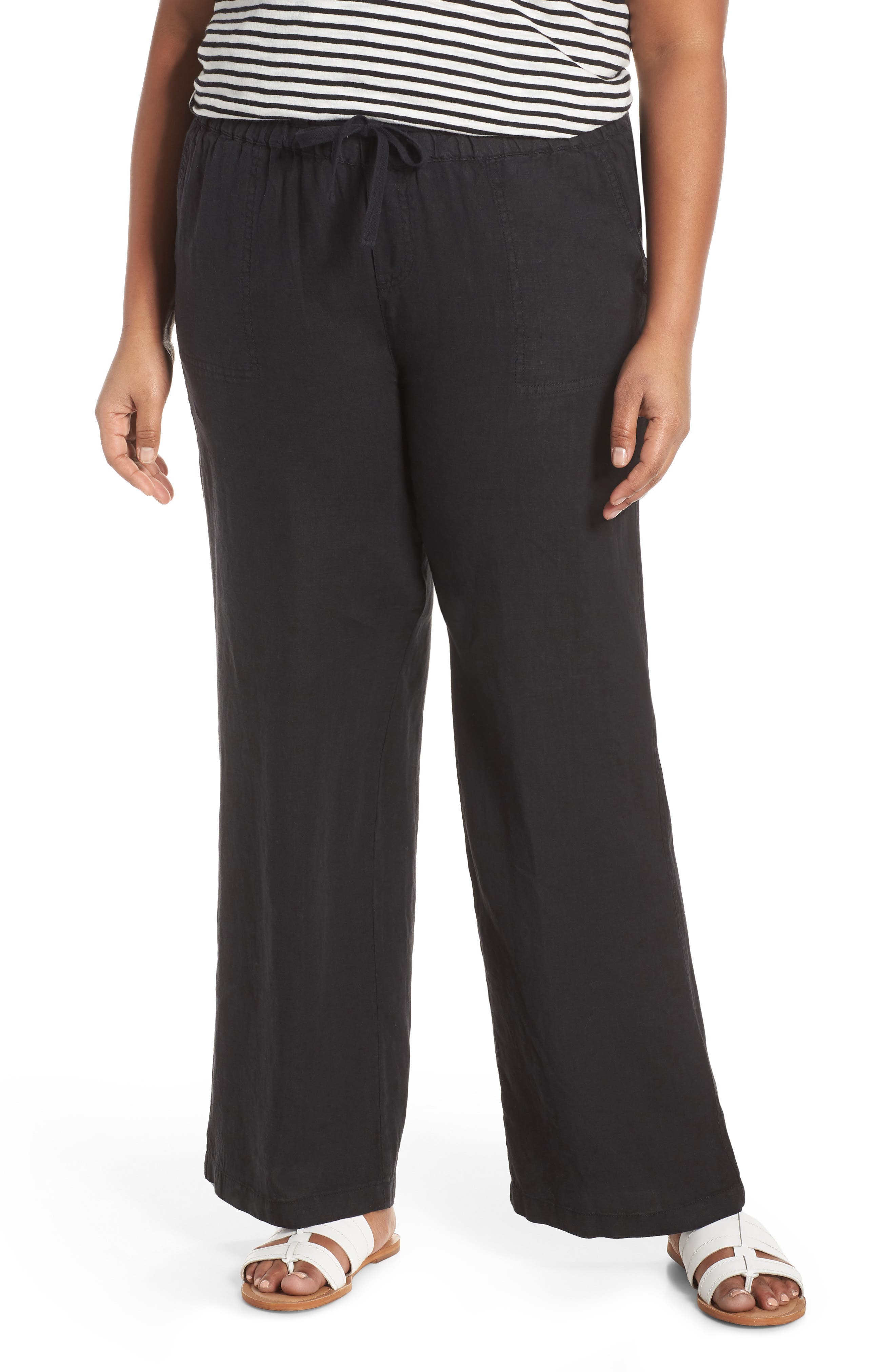 Plus Women's Caslon Linen Drawstring Pants Plus Women's Caslon Linen Drawstring Pants