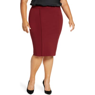 Plus Size Eloquii 9-To-5 Stretch Knit Pencil Skirt, Red
