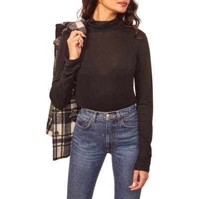Reformation Reid Turtleneck Top, Black