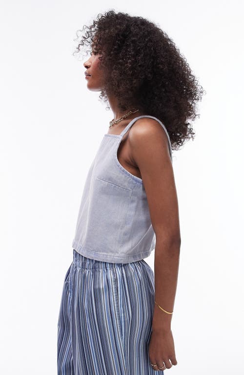 Shop Topshop Boxy Crop Denim Camisole In Light Blue