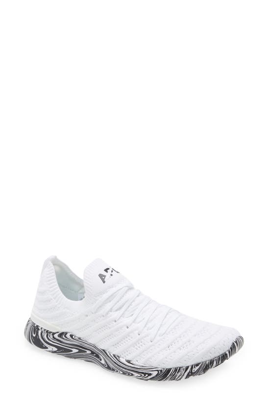 Apl Athletic Propulsion Labs Techloom Wave Hybrid Running Shoe In White / Black / Marble