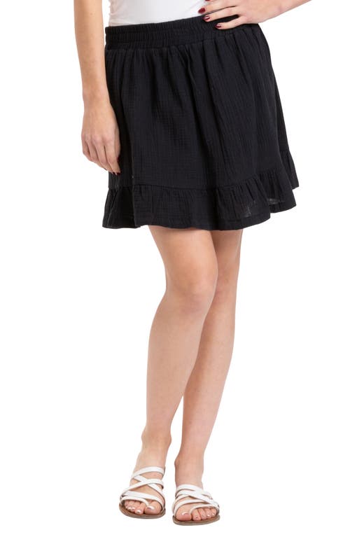 Janessa Pull-On Organic Cotton Double Gauze Skirt in Black
