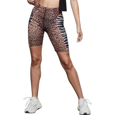 Plus Size Good American The Electric Feel Mixed Animal Print Biker Shorts, (fits like 22-24US / 18-20W) - Brown