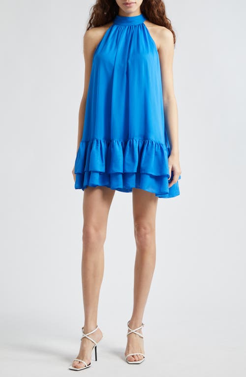 Alice + Olivia Erna Ruffle Hem Minidress French Blue at Nordstrom,