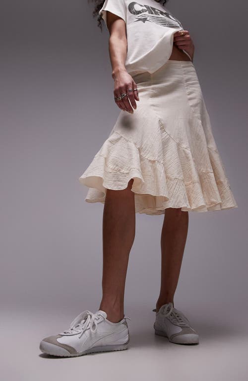 Shop Topshop Disjoint Knee Length Skirt In Ivory