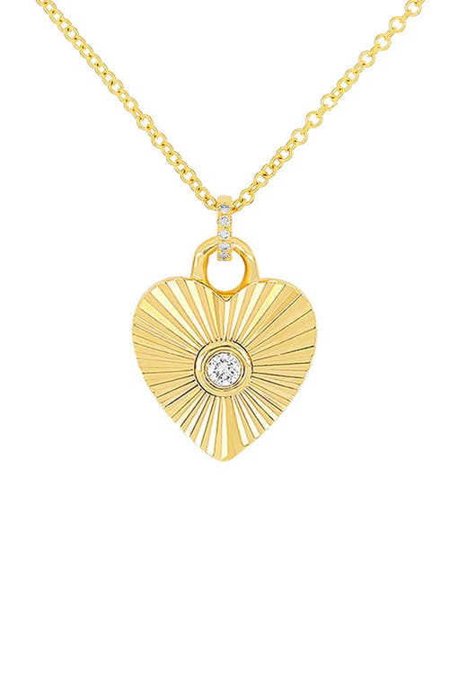 EF Collection Diamond Fluted Heart Pendant Necklace in 14K Yellow Gold at Nordstrom