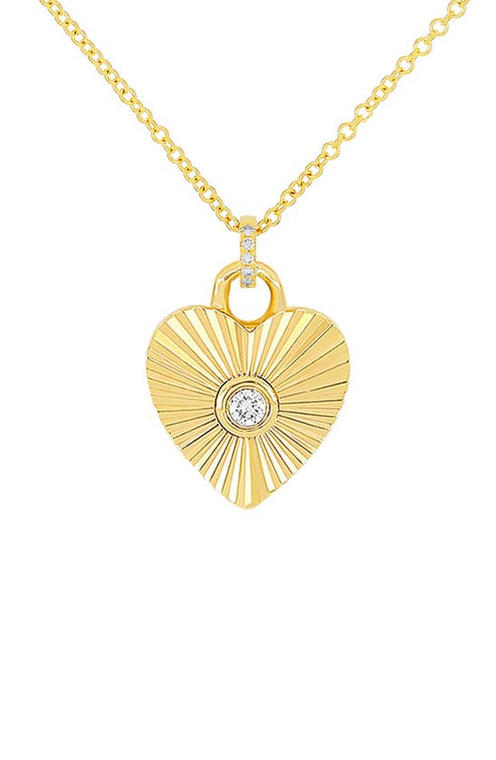 EF COLLECTION EF COLLECTION DIAMOND FLUTED HEART PENDANT NECKLACE