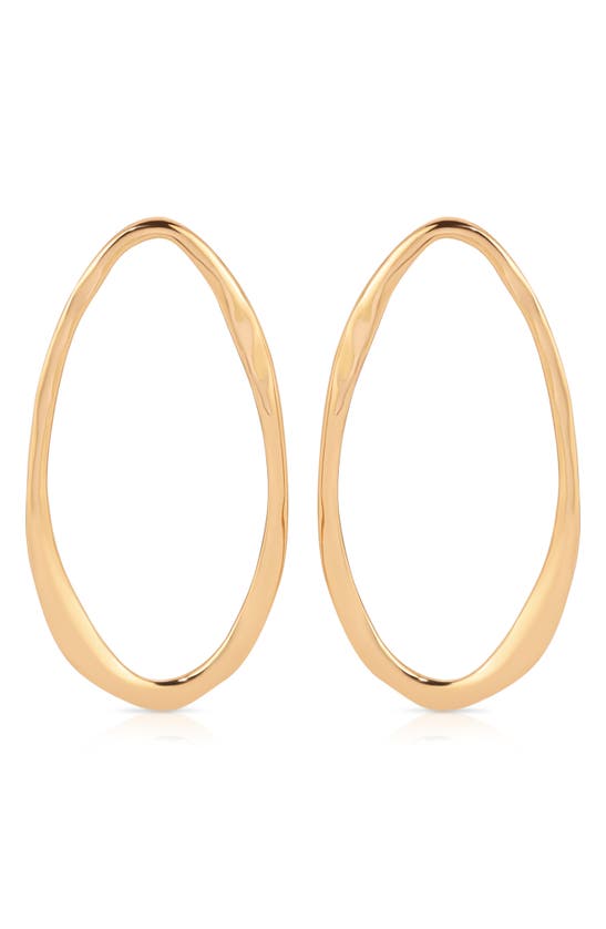 Shop Ettika Hammered Oval Frontal Hoop Earrings In Gold