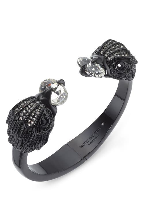 Shop Kurt Geiger London Crystal Eagle Hinged Bangle Bracelet In Black