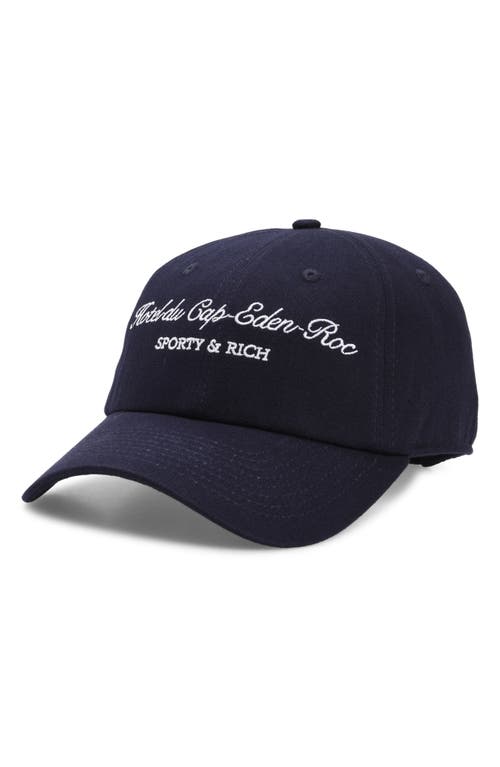 Sporty & Rich Hotel du Cap Cotton Baseball Cap in Navy at Nordstrom