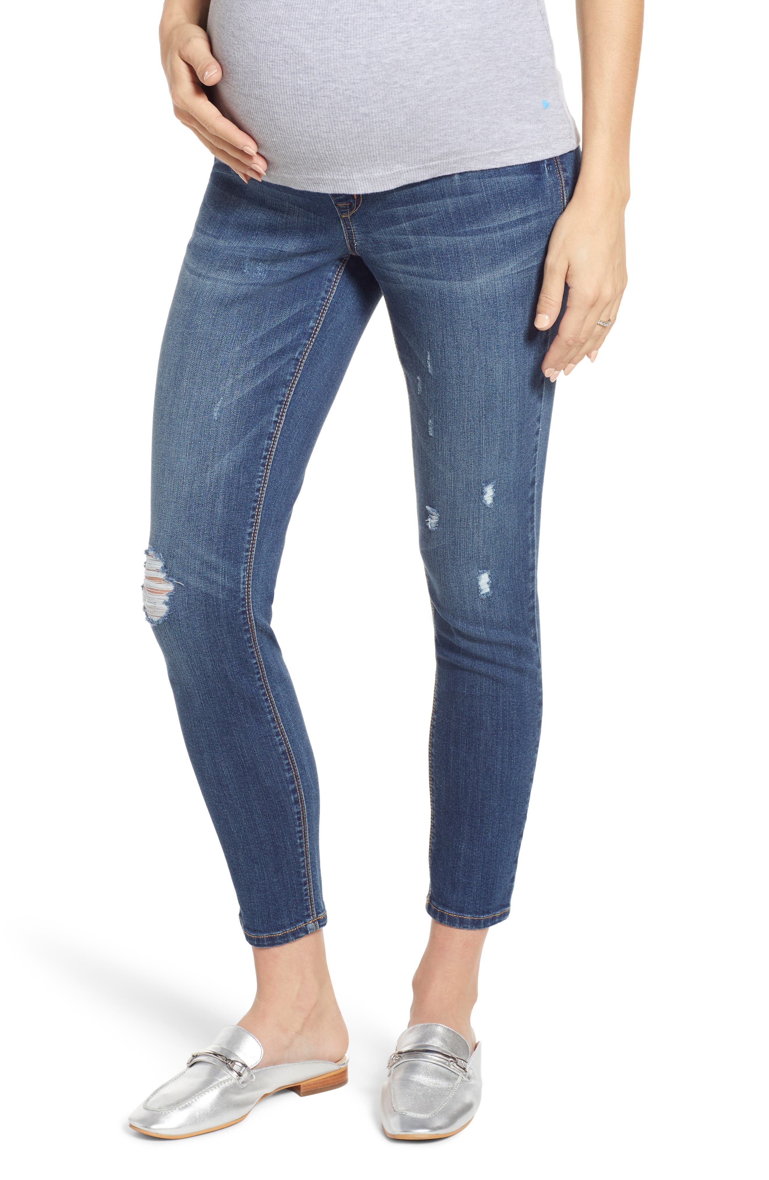 1822 Denim Distressed Maternity Ankle Skinny Jeans (New York) Nordstrom
