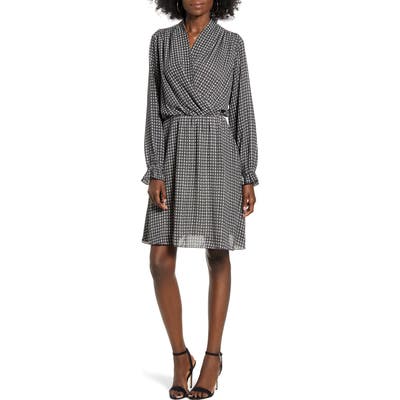 Vero Moda Individual Long Sleeve Faux Wrap Dress, Beige