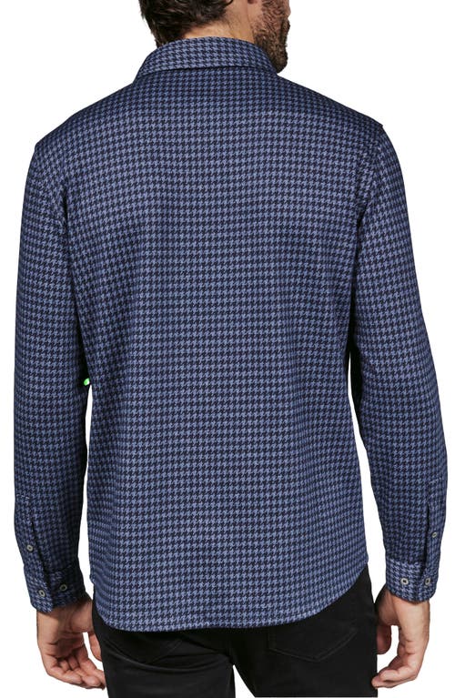 7 Diamonds Generation Houndstooth Knit Button-up Shirt In Navy