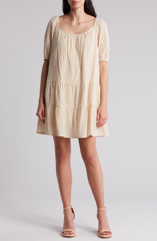 LOVESTITCH LOVESTITCH TIERED PUFF SLEEVE COTTON DRESS