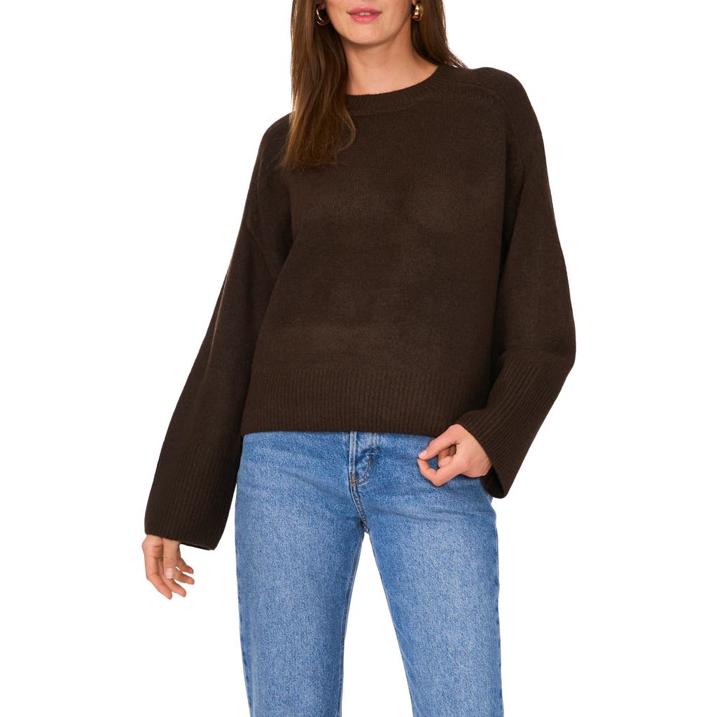 Vince Camuto Raglan Wide Sleeve Crewneck Sweater In Chocolate