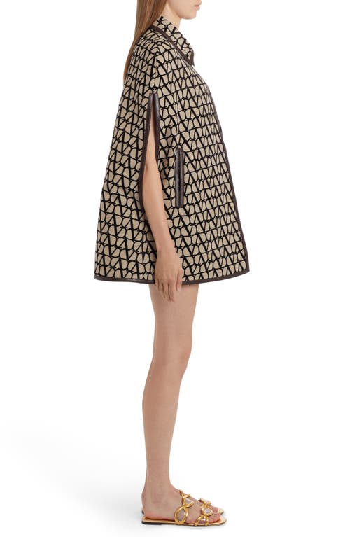 Shop Valentino Garavani Vlogo Jacquard Monogram Toile Cape In Beige/nero