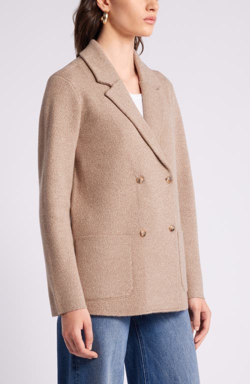 Shop Nordstrom Marled Doubled Breasted Knit Blazer In Camel Marl