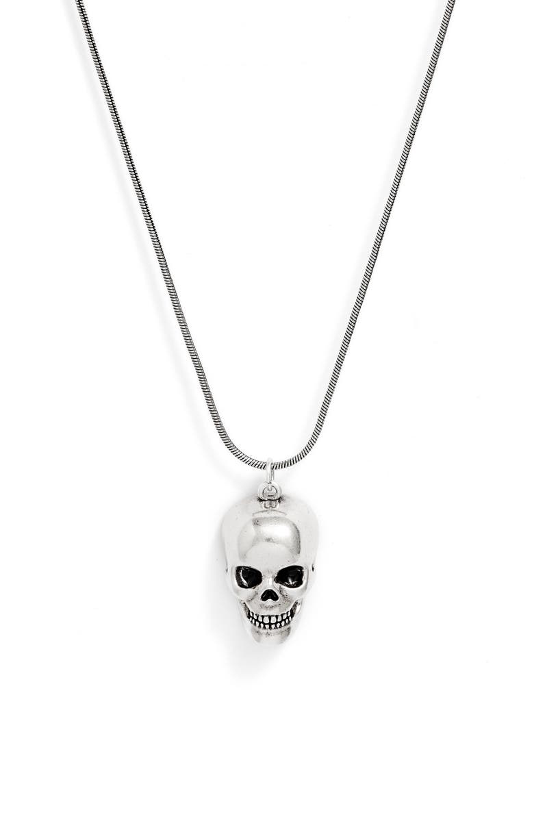 NORDSTROM Snake Chain Pendant Necklace, Main, color, SILVER SKULL
