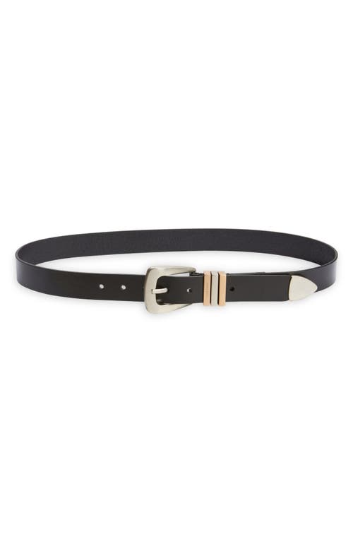 Allsaints Leather Belt In Black/antique Nickel