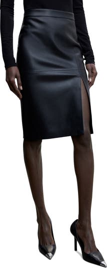 MANGO Faux Leather Pencil Skirt