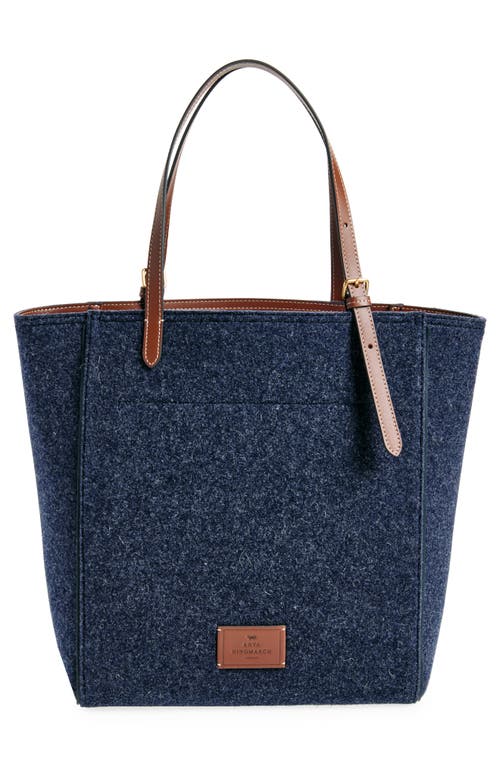 Shop Anya Hindmarch Small Eyes Wool Tote In Navy/cedar