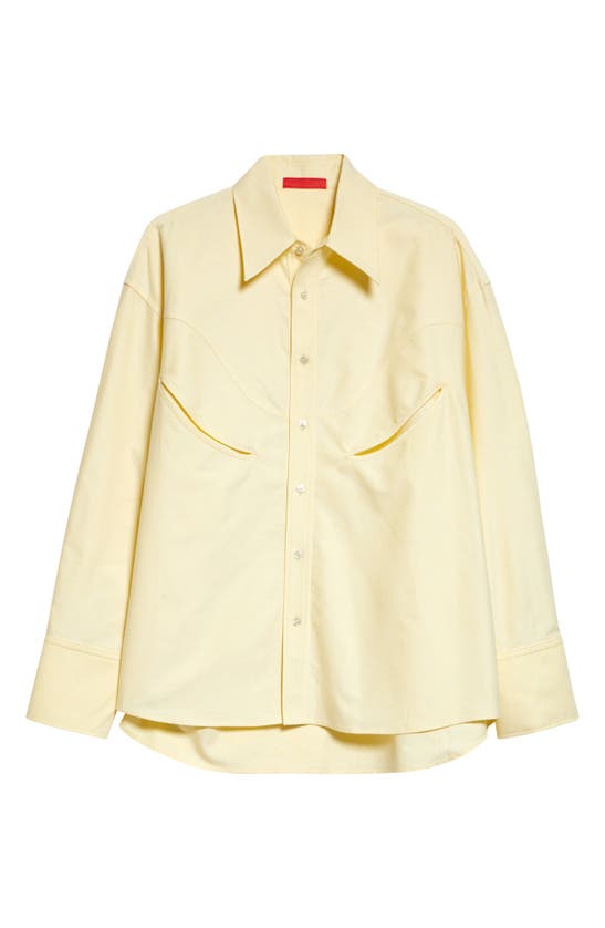 Commission Rider High-low Hem Cotton Button-up Shirt In Butter